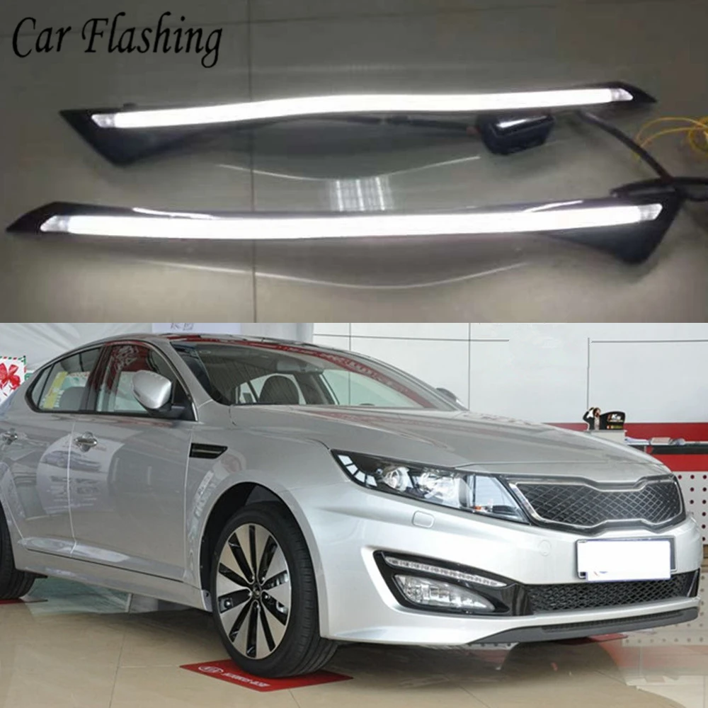 

2PCS Car Headlight LED Eyebrow Daytime Running Light DRL With Yellow Turn Signal Light For KIA Optima K5 2011 2012 2013 2014