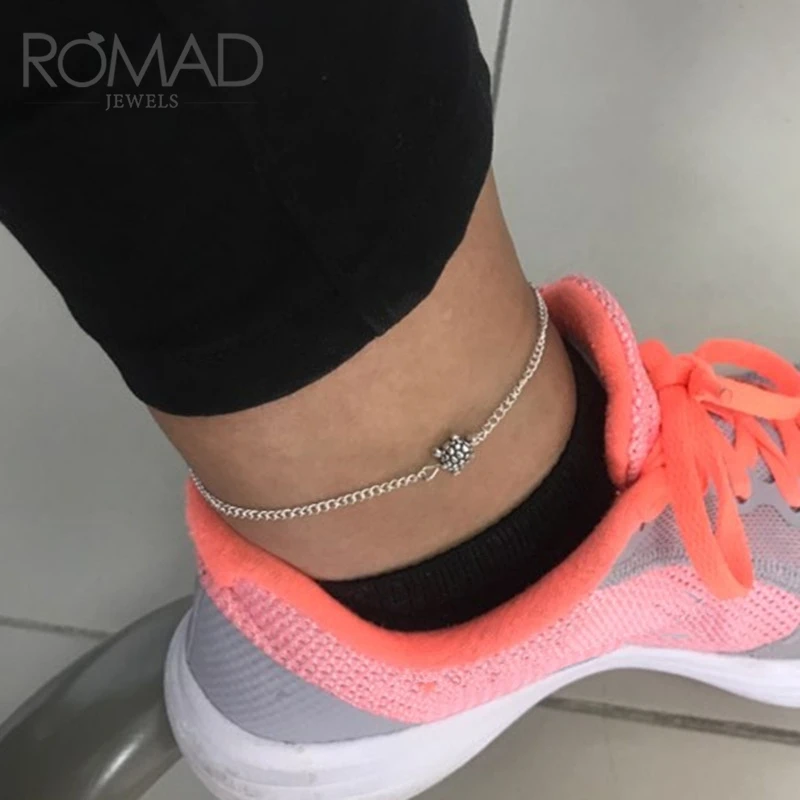 ROMAD простой Морской черепаха ножной браслет для женщин серебряная цепочка ножной браслет на ногу ручной работы ювелирные изделия летний ретро браслет на ногу