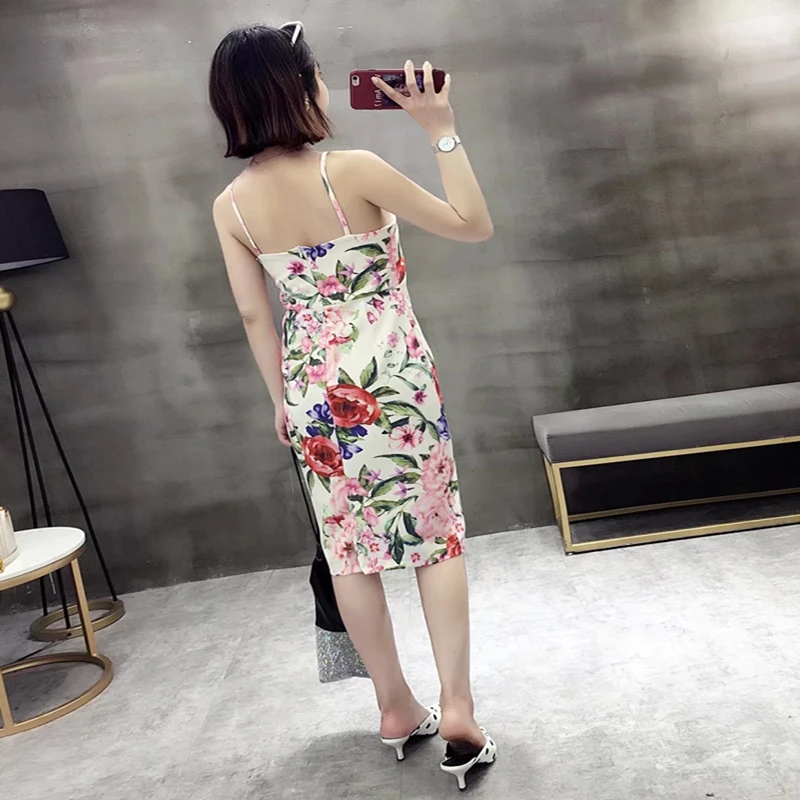 Шикарный Цветочный принт Футляр Sexy Холтер Bodycon Вечерние платье комбинация