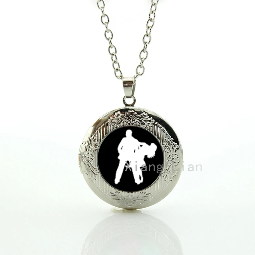 

Faith Hope Love Charm couple lovers dance silhouette pendant international style of ballroom dancing locket necklace gifts DC102