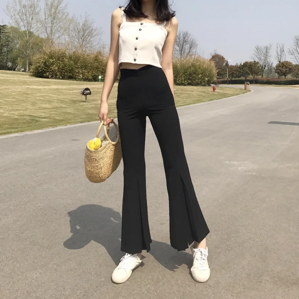 PAROLLADA Vintage Pantaloni Svasati Signore A Vita Alta Casuale Sottile Nero  Flare Pantaloni Lunghi Tromba Pantaloni Stretti Pantaloni a Zampa  D'elefante|flare pants|pants ladiesvintage flare pants - AliExpress