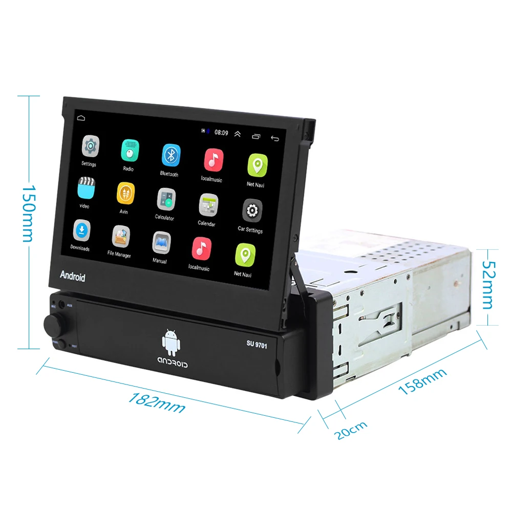 Podofo 1din Android Car Radio Autoradio 1 Din 7'' Touch Screen Car Multimedia Player GPS Navigation