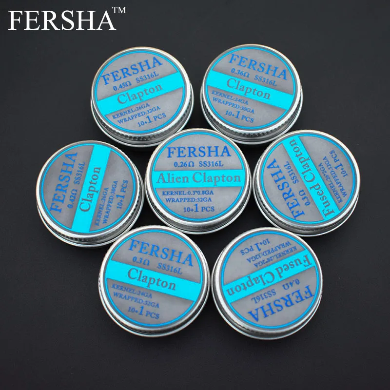 

FERSHA SS316L Electronic Cigarette Heating Wire 10+1pcs/box Clapton Fused Clapton RDA Atomizer DIY Coil