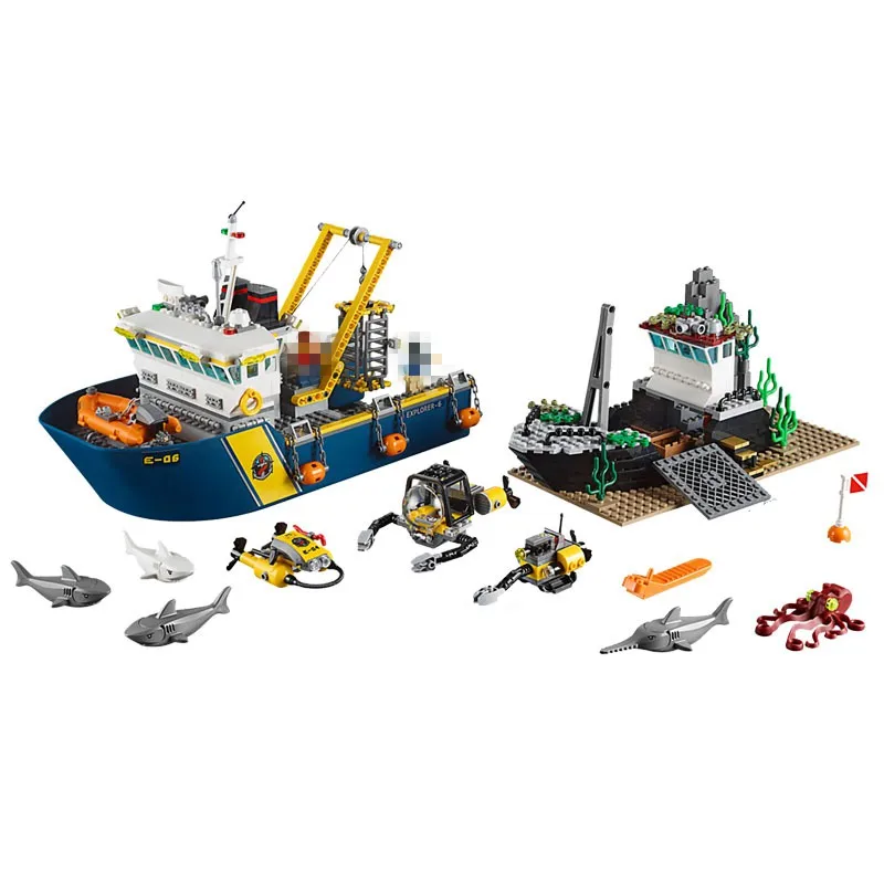 Блок город глубоководный разведочный корабль 774 шт. модель строительные блоки игрушки для детей собрать город лодка фигурки Детские Подарки