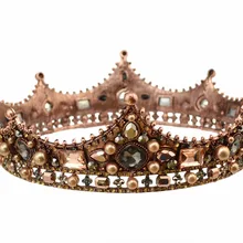 Роскошная жемчужная корона в стиле барокко, Свадебная вечеринка, выпускной, винтажная диадема, полный кристалл, большой король, королева, тиара и корона, свадебные аксессуары для волос