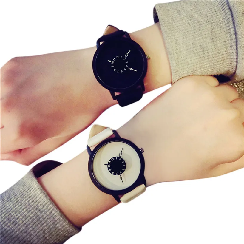 

relogio masculino Unisex Fashion Watch Men Women Lovers Couple Watches PU Leather Quartz Wrist Watch Levert Dropship D1221 #20