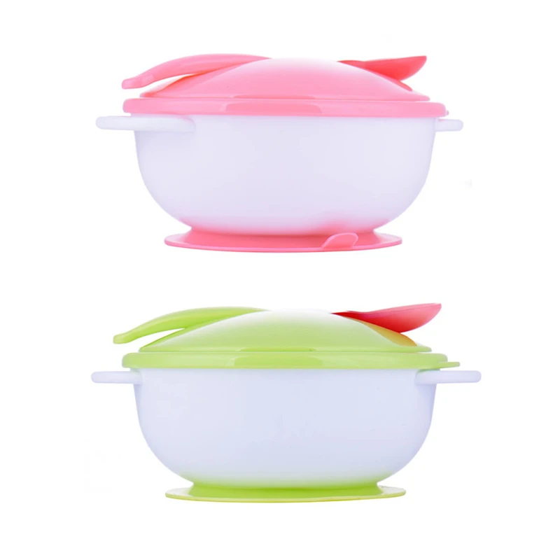 New baby Spoon Bowl Baby Learning Dishes Assist Food Bowl Temperature
