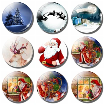 

Merry Christmas 30MM Fridge Magnet Xm Santa Claus Reindeer Tree Glass Dome Magnetic Refrigerator Stickers Note Holder Home Decor