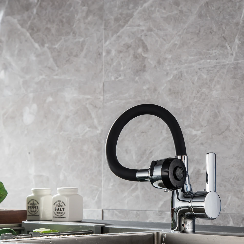 Business Style Silica Gel Nose Any Direction Rotating Kitchen Faucet Cold and Hot Water Mixer Torneira Cozinha Single Handle Tap5