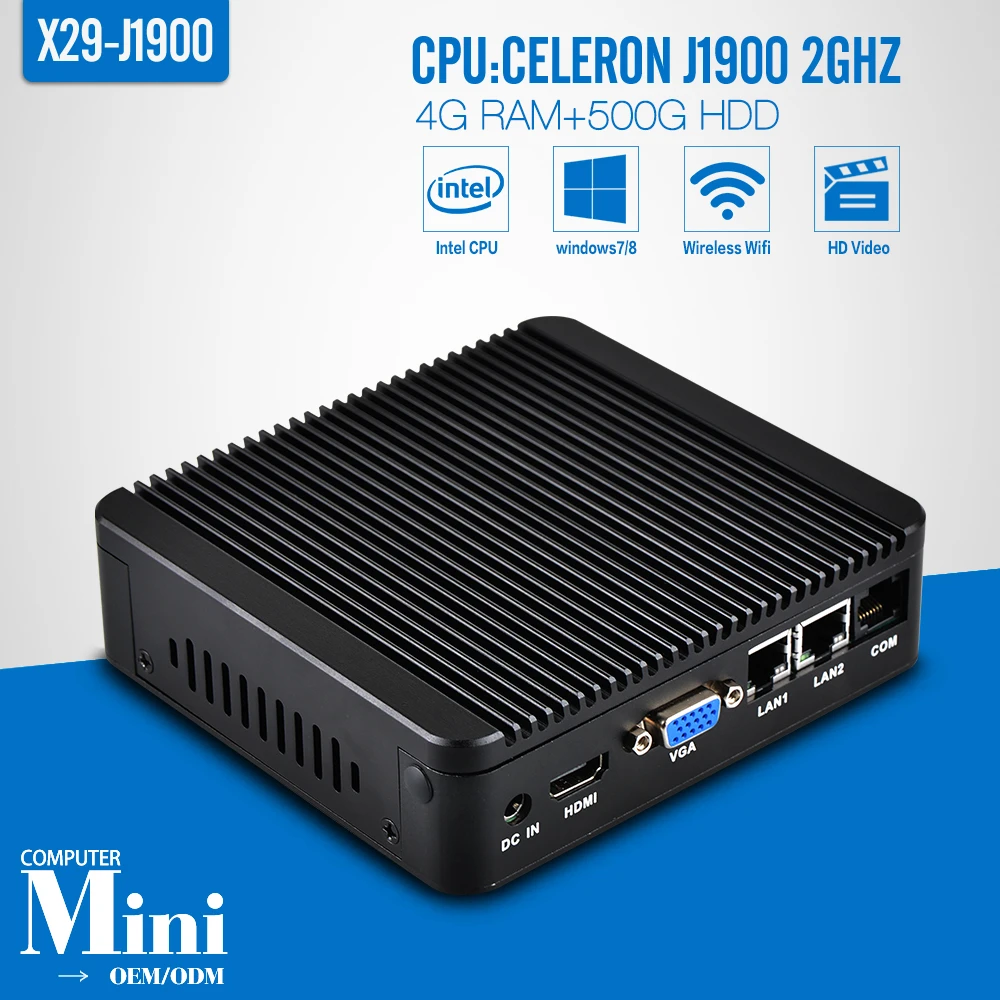  XCY Mini computer X-29 j1900 2 lan port  4g ram 500G HDD +WIFI desktop computer low voltage memory computer quad-core computer 