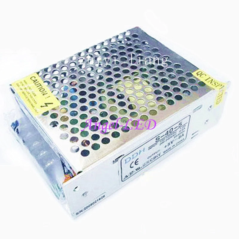 

free shipping DC5V 8A Universal Regulated Switching Power Supply DC5V 40W LED Voltage Transformer for ws2812b ws2801 led lamp
