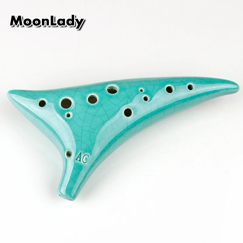 Музыкальные инструменты Ocarina 12 отверстий с острым отверстием зеленый ледяной