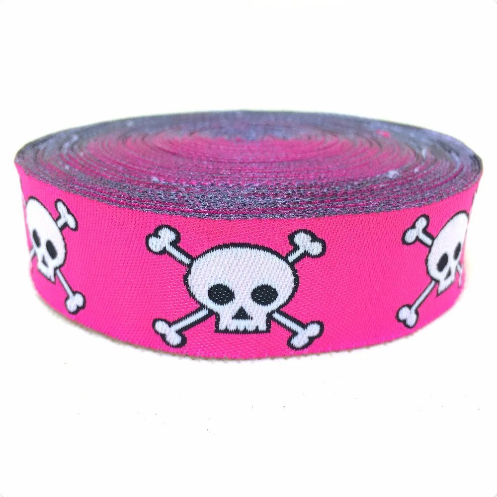 10yards/lot 7/8''22mm 5/8"16mm 3/8"10mm Cartoon Cute skulls Polyester Woven Jacquard Ribbon Dog cat pet creative accessorie