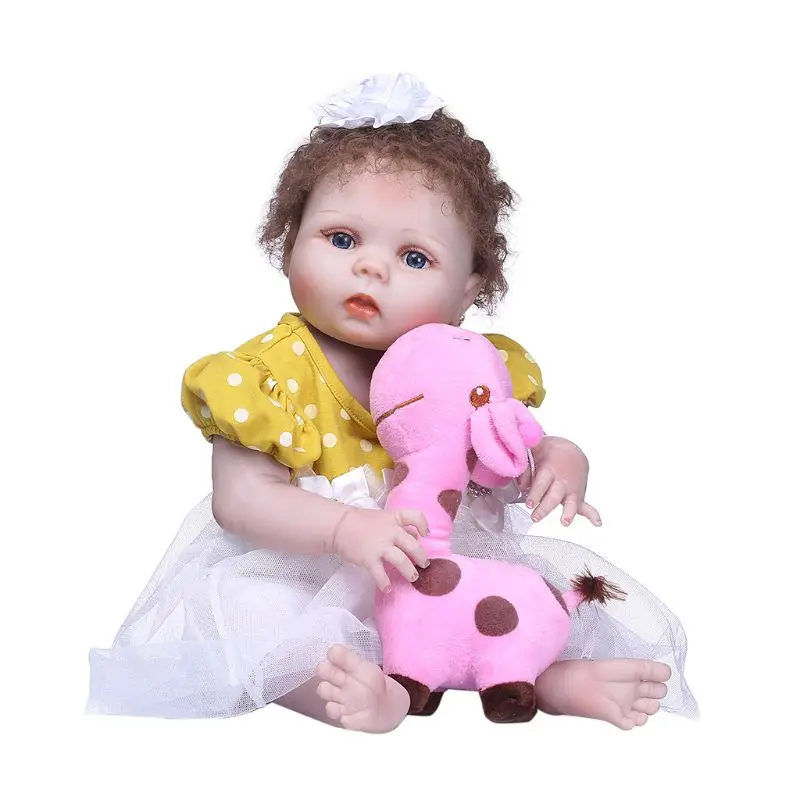 22inch Full Silicone Newborn Lifelike Baby Doll Polka Dot Skirt Hair Clip Pink Deer Toy Early Childhood OCT31 22inch Full Silicone Newborn Lifelike Baby Doll Polka Dot Skirt Hair Clip Pink Deer Toy Early Childhood OCT31