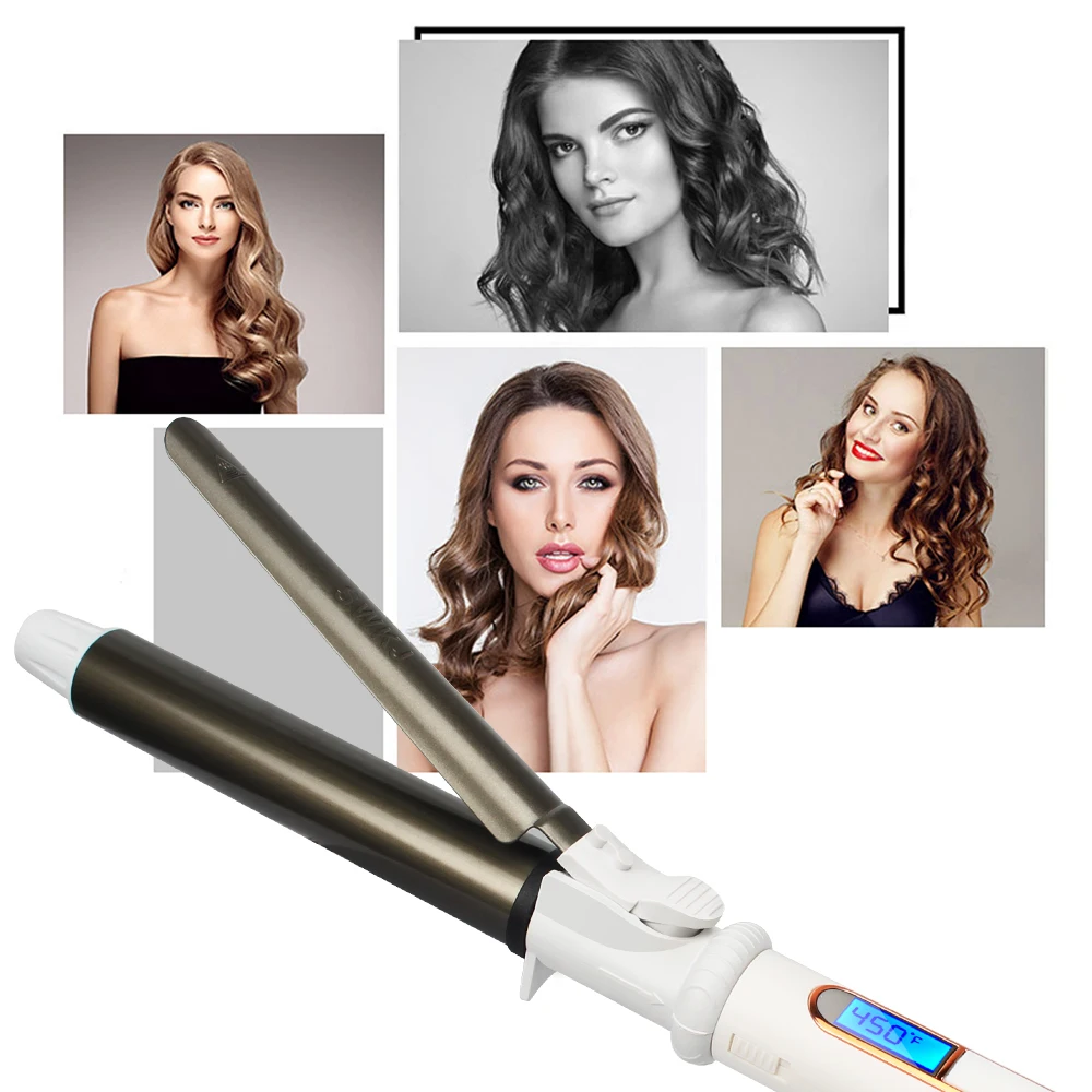 Hair Tools Hair Curler Ushow Curling Iron with Tourmaline Ceramic Technology and Digital Controls with Heat Resistant Silicone Mat