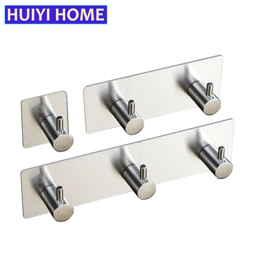 Sticker Wall Door Holder Clothes Hanger Stainless Steel Hook Adhesive Hooks 