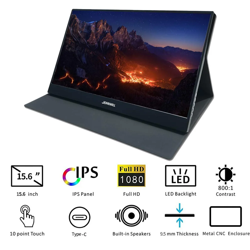  Portable Monitor 15.6 inch Type-C（USB-c）Touch screen HD 1920 x 1080 IPS LCD/LED Display HDMI/ Inter