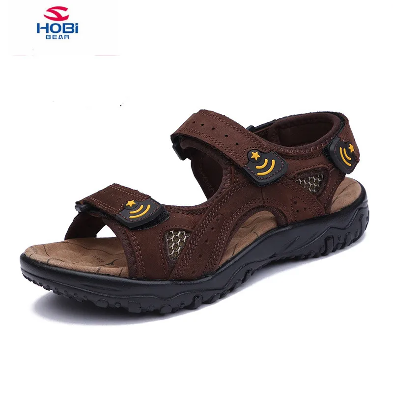 

HOBIBEAR 2018 Summer Children Sandals Kids Shoes For Boys genuine leather Sandals kids Beach Shoes Student School Sport sandals