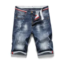 Мужская Летняя джинсовая брендовая одежда плюс размер 28-38 шорты мужские рваные короткие джинсы Прямые хлопковые шорты джинсовые Бермуды Шорты