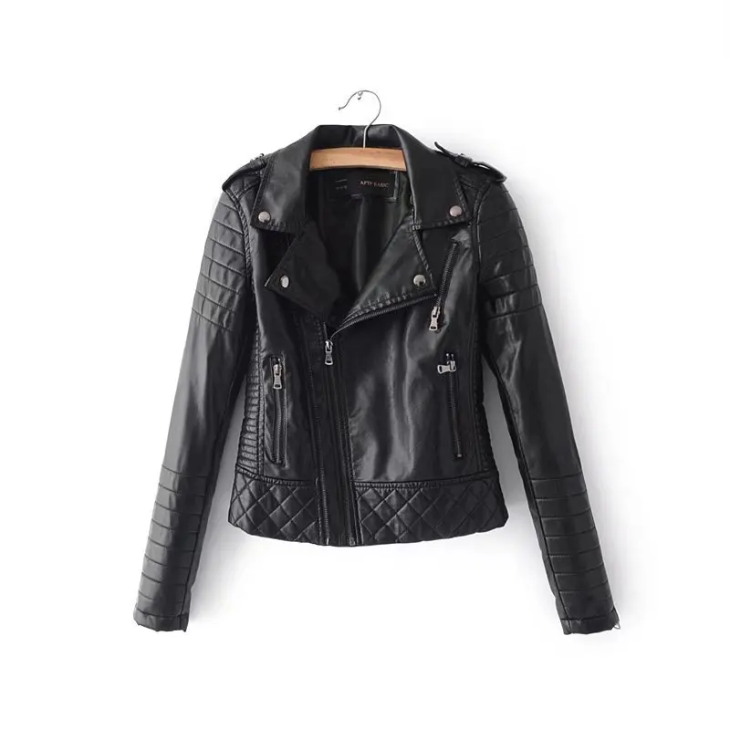 red Vestes Marque En Longues Zipper D'hiver Automne pink Manches Cuir Survêtement Black Mode Et white Veste 2018 Nouvelle Revers Moto wH4xd4Yqr