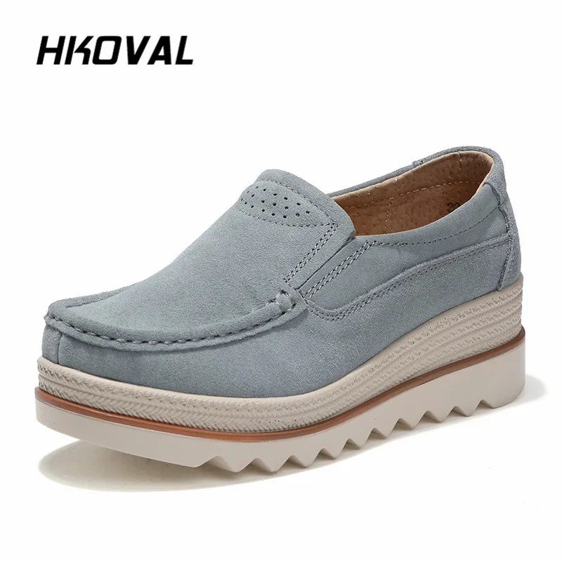 

HKOVAL Women Shoes Sneaker Ballet Genuine Leather Flat Platform Woman Shoes Slip On Female Women's Loafers Moccasins Shoe