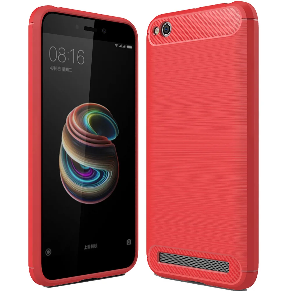 ASLING углеродное волокно+ термополиуретан ударопрочный защитный чехол для Xiaomi Redmi 5A - Цвет: Red