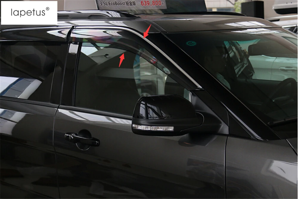 

Lapetus Accessories For Ford Explorer 2013 - 2016 Window Visors Awnings Sunny Rain Protector Visor Guard Molding Cover Kit Trim