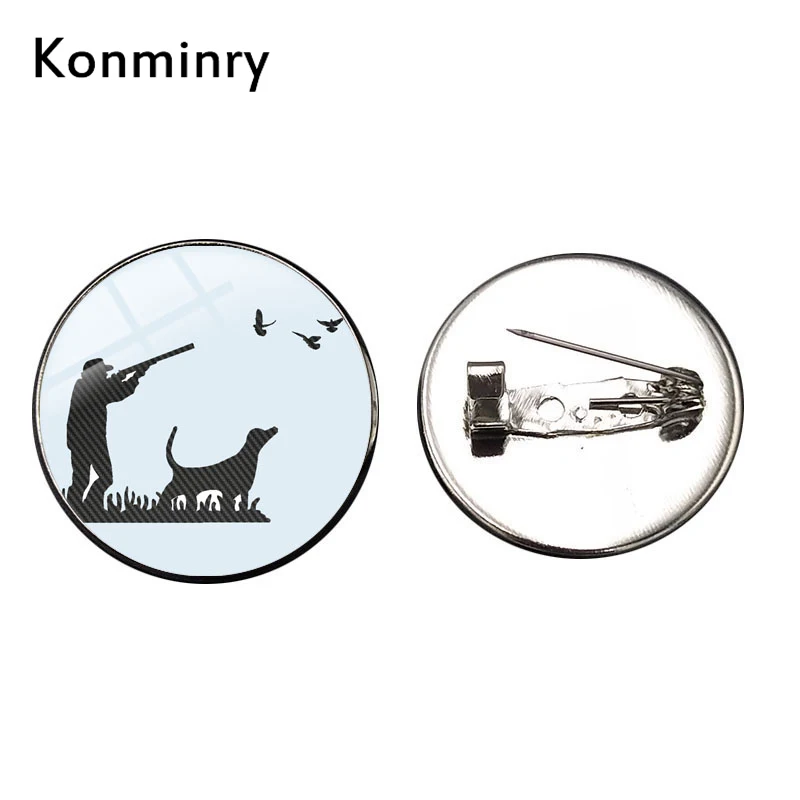 

Fashion Hunter Hound Brooches Silver Bronze Metal Brooches For Women Glass Dome Pets Dog Animal Brooch Pins Jewelry Konminry