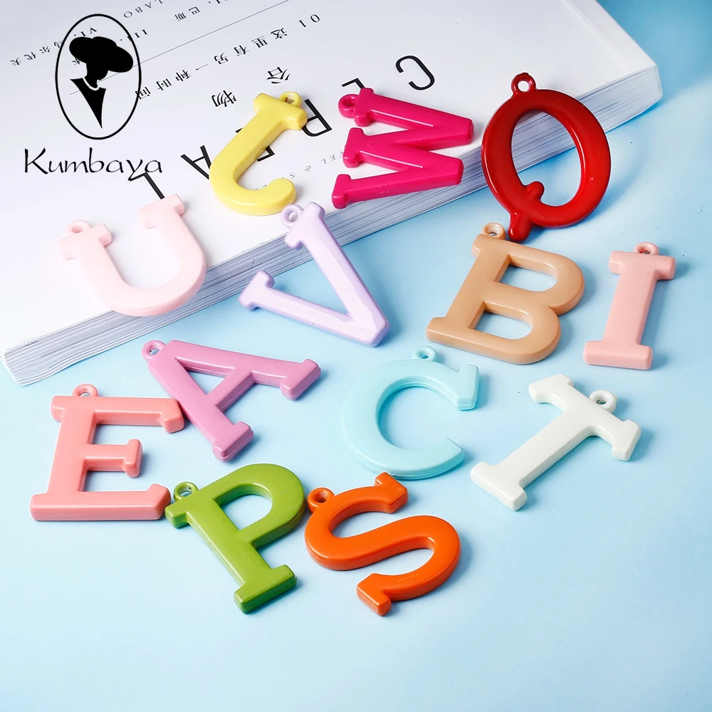 10 шт./партия акриловые письма Подвески A-Z яркий Цвета ювелирных аксессуаров Для женщин DIY брелок Цепочки и ожерелья ручной работы DIY подарки P18410