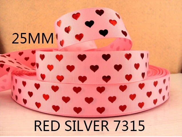 

(5yds per roll) 10Y7315 kerry ribbon David accessories 1'' red silver printed ribbon Grosgrain ribbon