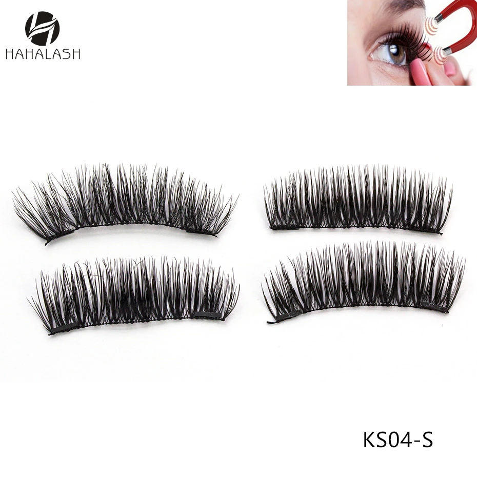 

HaHaLash 2pcs magnetic eyelashes 3D 6D type with two or three magnets on Natural curl Hand Made faux mink eyelashes synthetic
