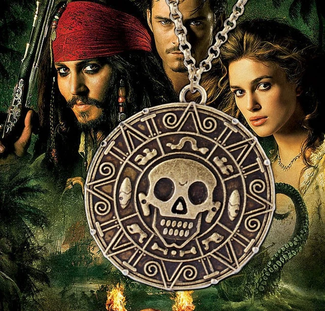 Buy Ruimeng Vintage Pirates of the Caribbean Aztec Skull Coin Pendant  Necklace (Antique Gold) with Rose Flowers Heart Jewelry Box,Pirates of the Caribbean  Necklace,Great Gift for Pirates of the Caribbean Fans Clistmas