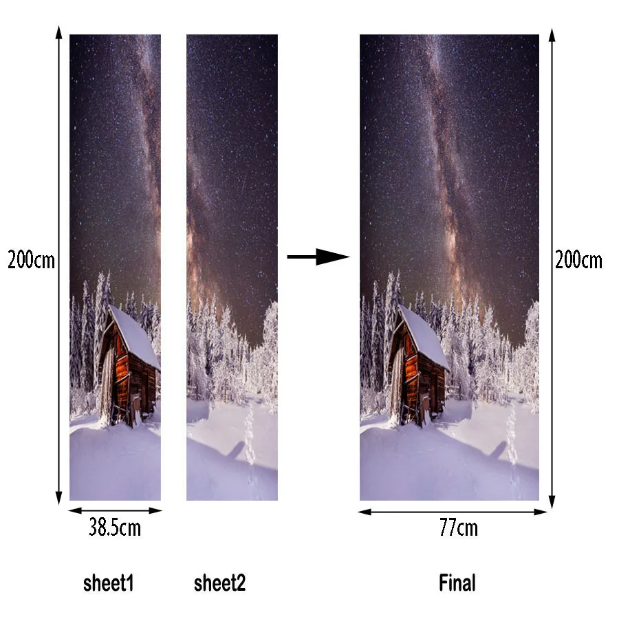 Домик в снегу Стены Двери стикер для детей комнаты Съемный самоклеющийся обои