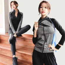 Быстросохнущий дышащий тренировочный костюм с длинными рукавами Для Йоги Набор бюстгальтера Быстросохнущий Открытый костюм для фитнеса женский из трех предметов