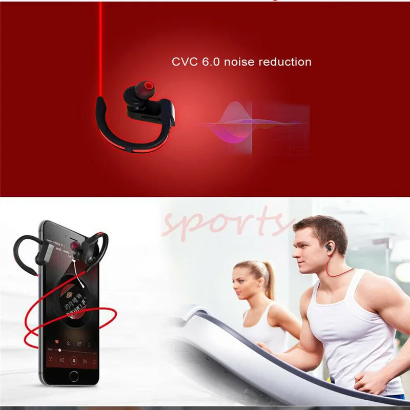 Bluetooth 4.1 Neckband Headphones Ear Hook Earphones with Mic Sports Waterproof Wireless Noise Reduction Headsets