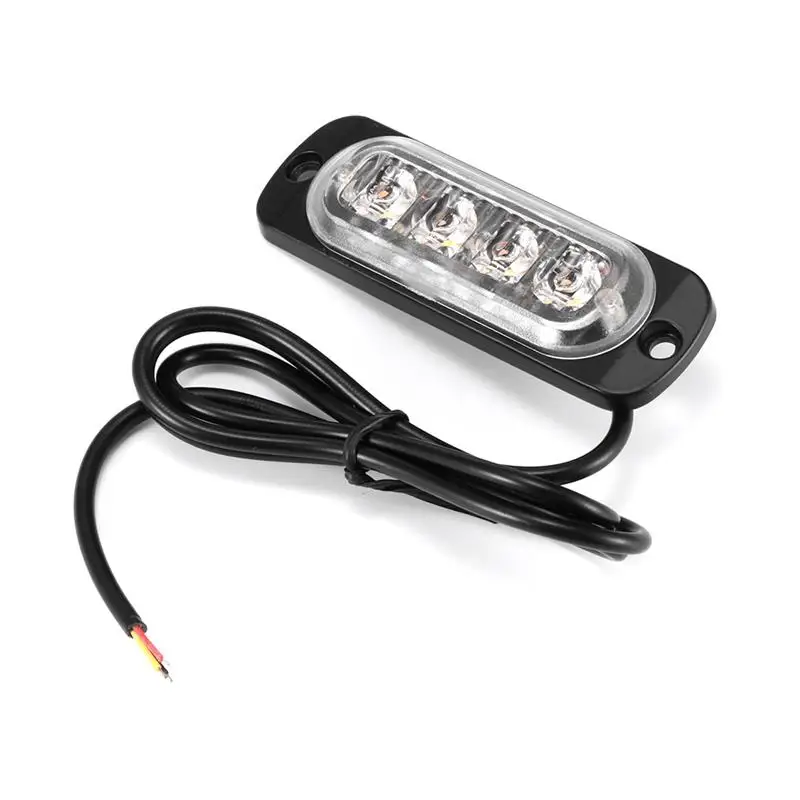 Onever 1pc 4 LED Strobe Warning Light Car Grill Flashing Breakdown