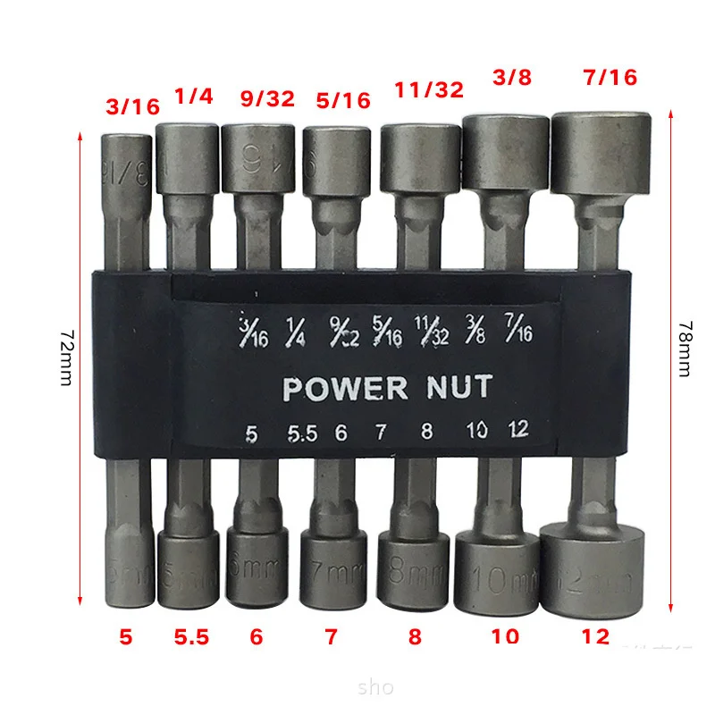 

14Pcs 1/4"hex shank Power nut driver Bit Set Screwdrivers Nutdrivers Strong Nut Driver Adapter Bits Power Accessories Black Case