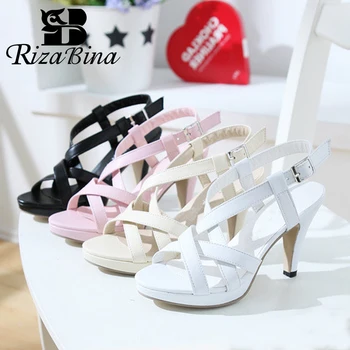 

RizaBina Size 32-43 Women High Heel Sandals Fashion Gladiator Shoes Women Sexy Party Wedding Platform Shoes Office Lady Footwear