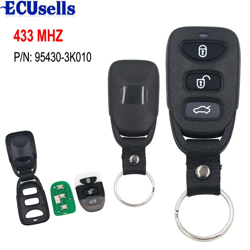 3 Button Replacement Keyless Entry Remote Key Fob 433Mhz for Hyundai