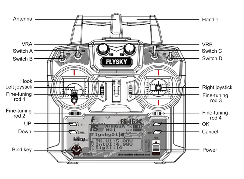 Flysky FS-i6X FS I6X 2,4G RC передатчик контроллер iA10B 10CH/iA6B 6CH/X6B I-BUS приемник i6 обновление для RC вертолета Mu