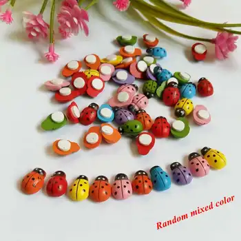 

100Pcs Mix color Ladybug Decorative button Flatback Cabochon Scrapbooking for Crafts Kawaii Decor Diy Accessories