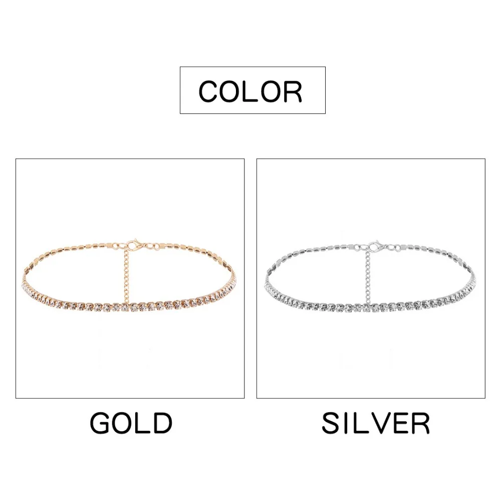 Gold Silver Crystal Sparkly Rhinestone Chocker Wedding Jewellery