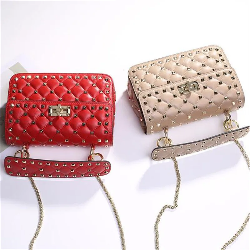 

women handbag brand designer large/small brushed leather plaid Chains Rivet shoulder bag bags ladies sheepskin luxury bags