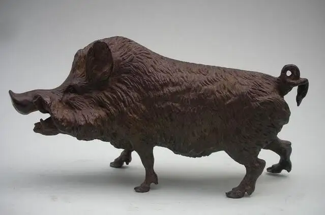 

China Super Carved Pure Bronze wild boar & Pig Animal Statue