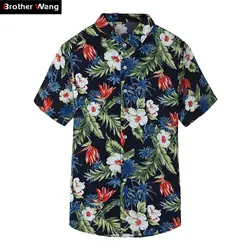 2019 летняя новая мужская рубашка с коротким рукавом модная повседневная гавайская рубашка с цветочным принтом Мужская плюс размер 5XL 6XL 7XL