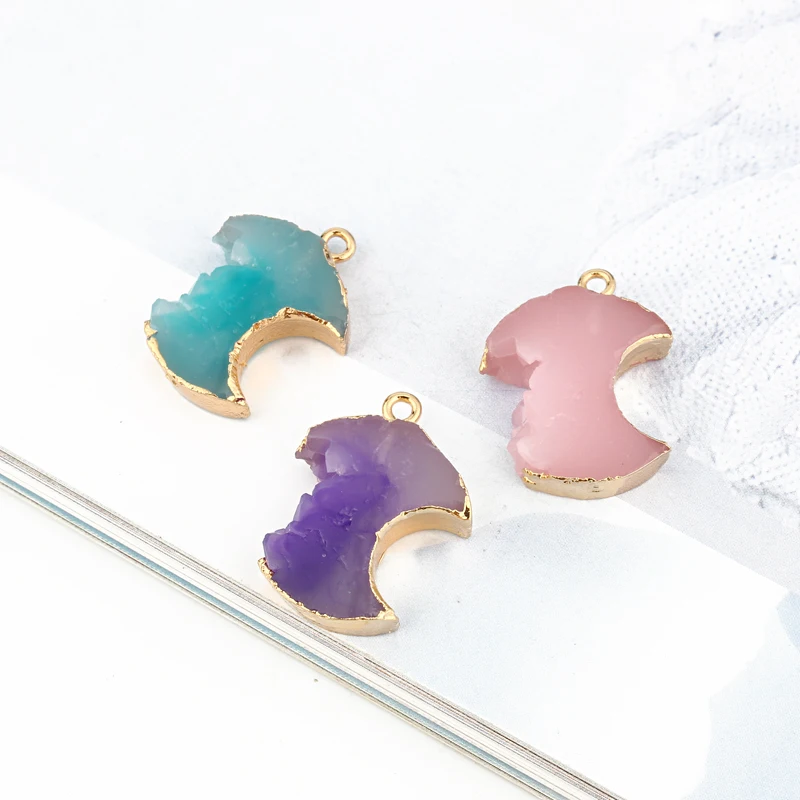 

2pcs Notch Irregular Resin Moon Charms Pendant Findings DIY Jewelry Making Crescent Necklace Bracelet Eardrops Accessories F269