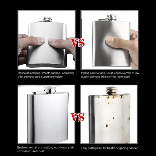 LMETJMA 1 4 5 6 7 8 9 10 oz Stainless Steel Hip Flask with Funnel Pocket Hip Flask Alcohol Whiskey Hip Flask Screw Cap KC0139 - Image 2