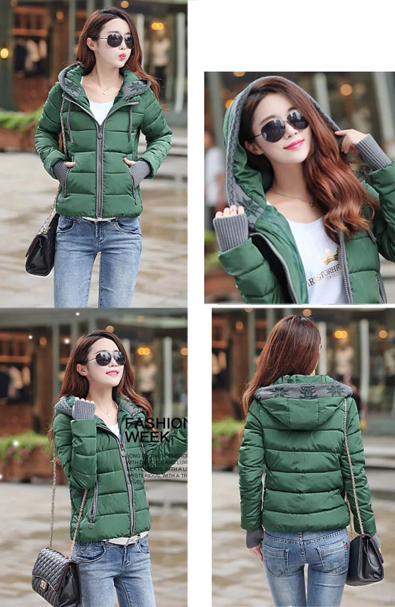 Women Winter Coat Long Sleeve Print Floral Hooded Slim Winter Parka Plus Size Cotton-Padded Jackets 2XL (13)
