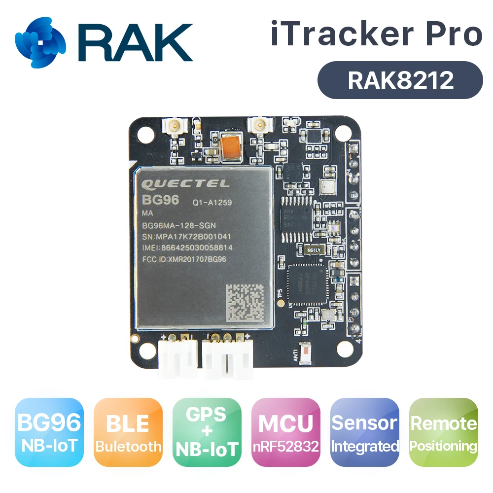 

iTracker BG96 Remote Positioning Sensor Node Module NBIoT GPS Tracker Module BLE Bluetooth 5.0 GPRS Gateway Module RAK8212 Q077