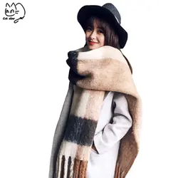 Корейский новый модный длинный шарф для женщин шаль женский Осень и зима цвет смешанные дикий теплый толстый бахромой шарф для обёрточная